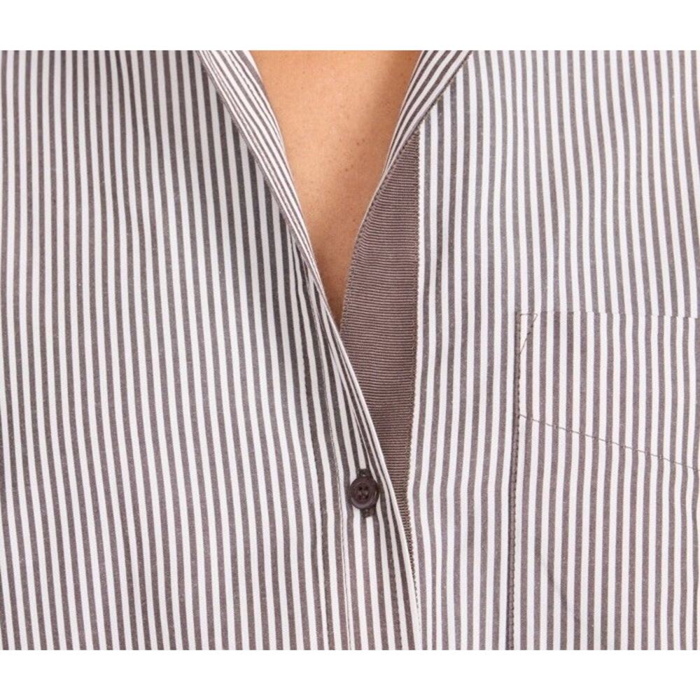 Brochu Walker Everyday Shirt Brown Flint Stripe Premium Touch Quiet Luxury Sz M - Picture 4 of 13